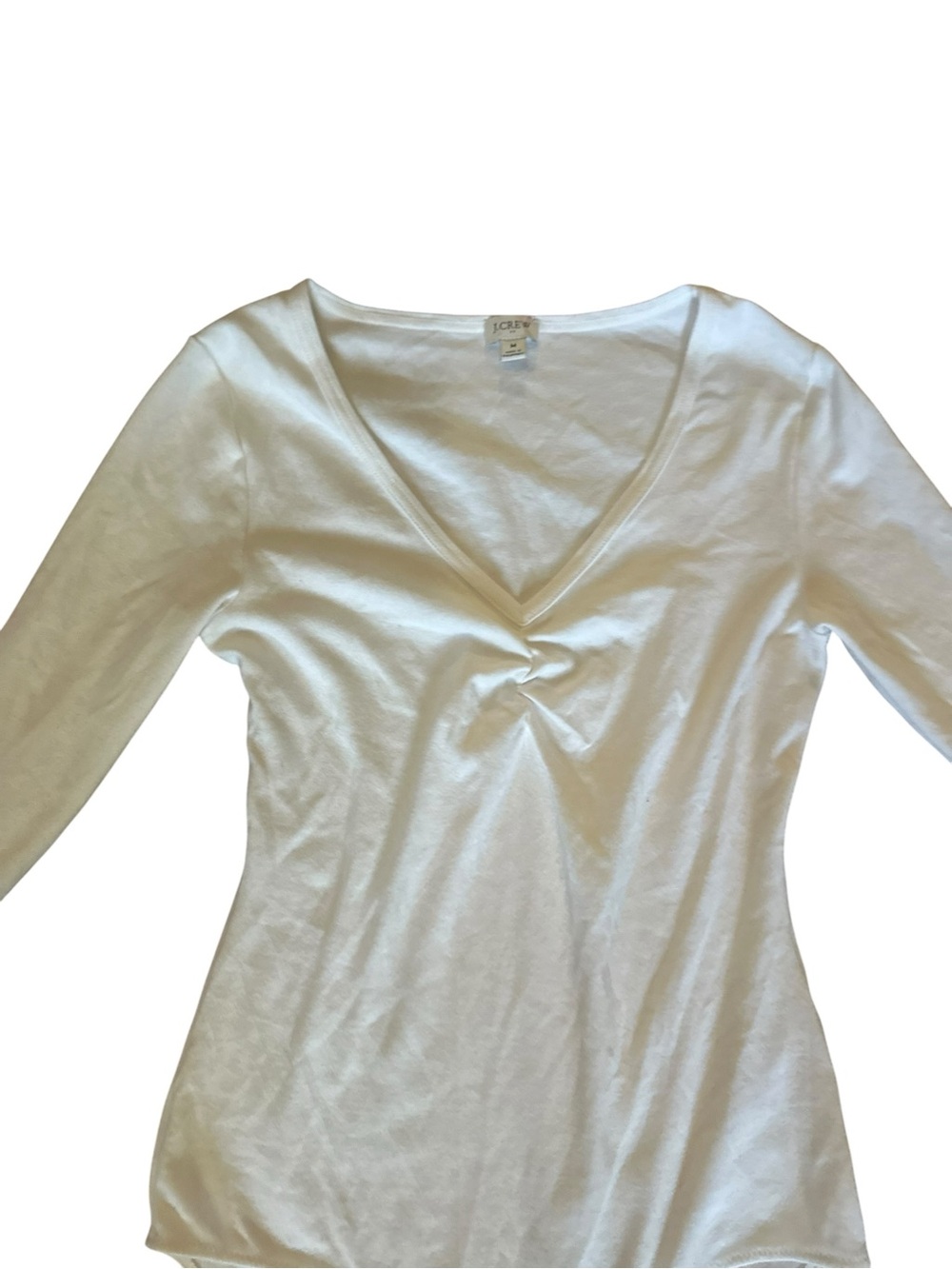 J.Crew Long Sleeve V-Neck Ruched Bodysuit White | Size M - Picture 3 of 7